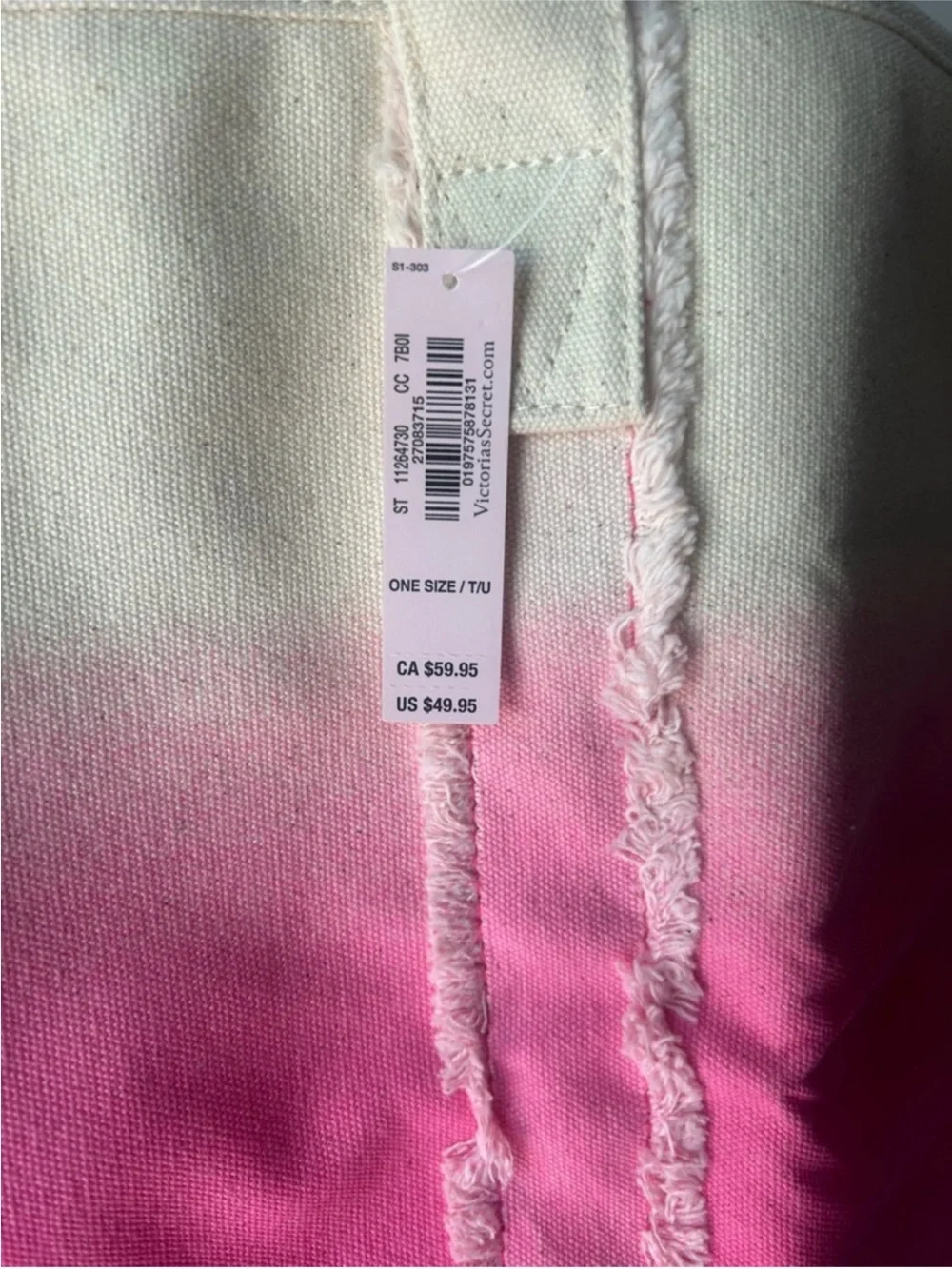 Victoria's Secret Cream-to-Pink Ombre Canvas Tote
